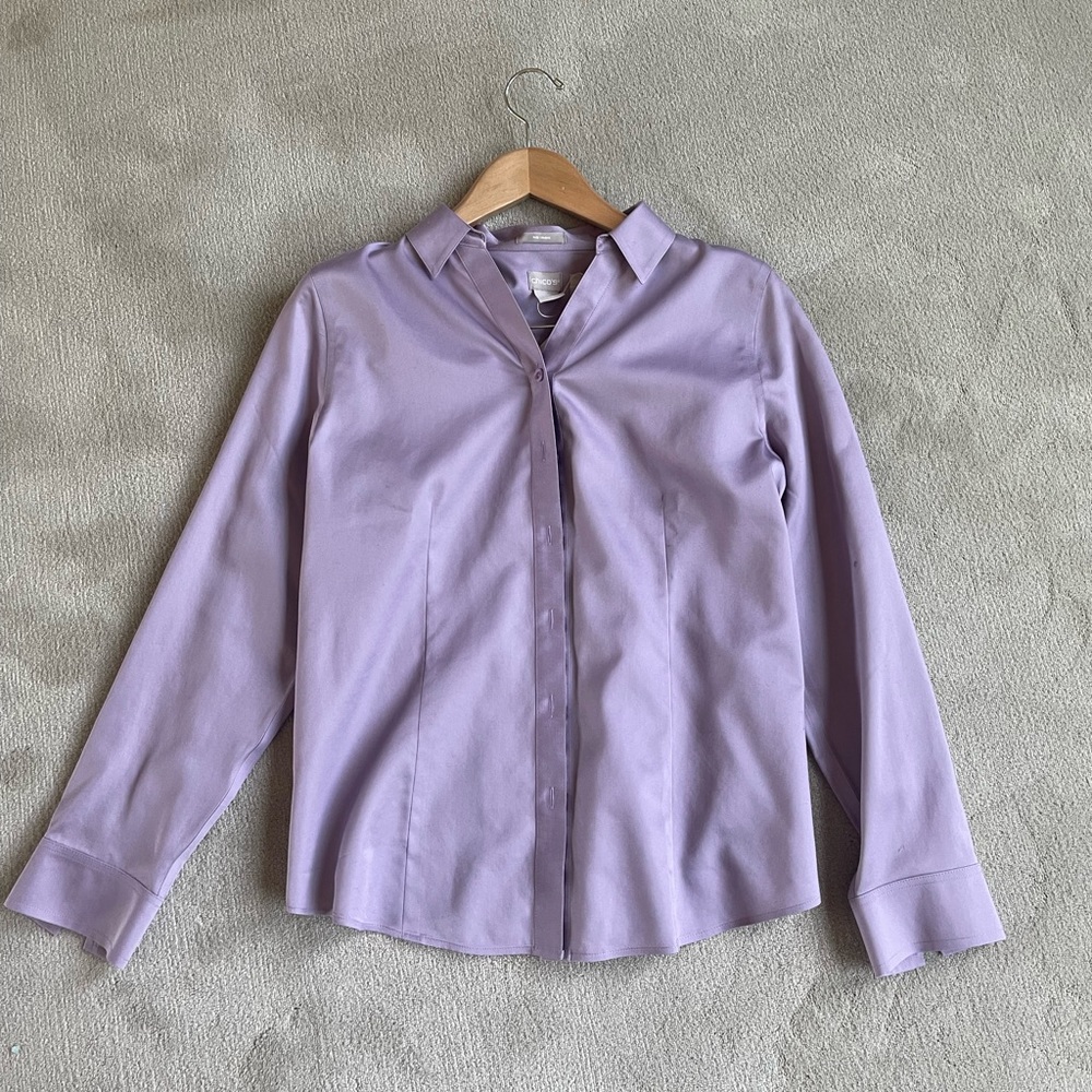 Chicos Long Sleeve Purple Button Up